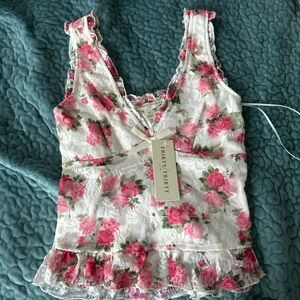 Thirty/Thirty Floral Lace Camisole - Pink and White